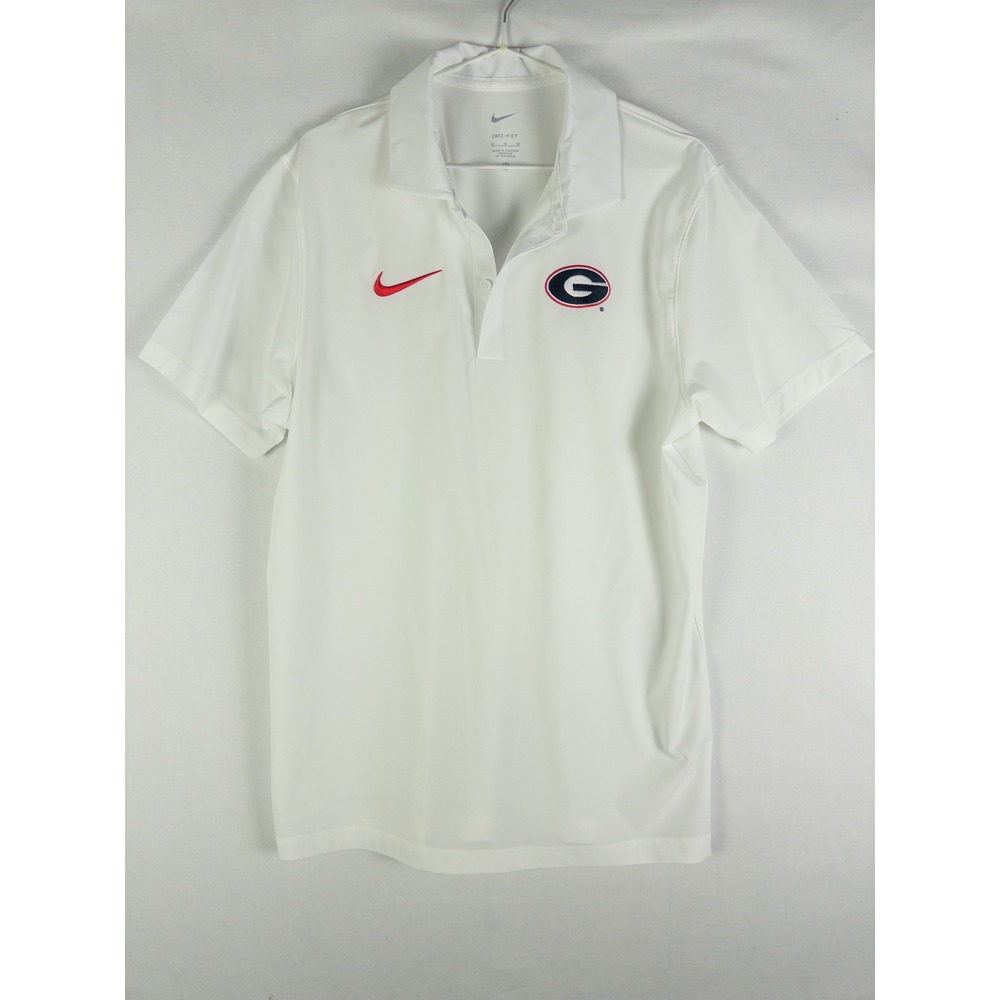 Nike Dri-Fit Georgia Bulldogs Embroidered Polo Shirt Mens M White Streetwear Fan